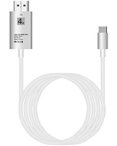 Type C To HDMI Cable, Telegaming USB 3.1 To 4K HDMI HDTV Adapter High-Speed Date & Charging Cable For Samsung Galaxy S8/S8+/S8 Active/Note 8, MacBook 2016/2017, LG V30, Huawei P9/Mate 10 White