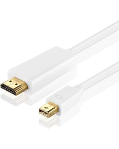 TNP Mini DisplayPort to HDMI Adapter Cable (15FT) - 4K 4Kx2K 2160P Ultra HD UHD (Thunderbolt 2 Compatible) mDP Mini DP to HDMI Male Connector Port Video Audio Converter Plug Wire Cord - White