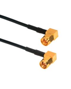 Amphenol CO-174RASMAX2-000.6 Black RG174 SMA Coaxial Cable, 50 Ohm, SMA Right Angle, Male to Male, 6"