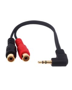 Qaoquda 3.5mm to 2RCA Adapter Cable, 8 Inch Gold Plated 90 Degree Right-Angled 1/8" TRS Stereo Male to Dual RCA Female Y Splitter Adapter Cable(3.5M/2RCAF)