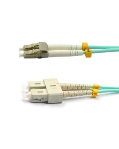 CableJoy LC-SC 10GB 50/125 OM3 Duplex Multimode PVC Fiber Optic Cable, Aqua (3 Meter)