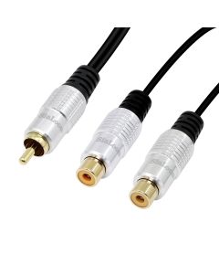 SinLoon RCA Y-AdapterAudio Cable,Premium Aluminium Alloy Mono Male to 2-RCA Female Digital Coaxial Splitter Gold PlatedAdapter Audio Cable(RCA M-2F)