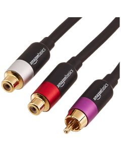 Amazon Basics RCA Audio Cable, Y-Adapter Splitter, Gold-Plated Connectors, Color Coding, 12 Inches, Black