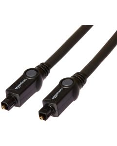 Amazon Basics Toslink Digital Optical Audio Cable, CL3 Rated, Multi-Channel, for Audio System, Sound Bar, Home Theatre, Gold-Plated Connectors, 15 Foot, Black