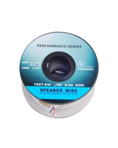100ft (30m) Pro Series 18 Gauge 2-Conductor Speaker Wire (100 Feet / 30 Meter) White 99.9% Oxygen Free Copper ETL Listed & CL2 Rated with White PVC Jacket (for in-Wall Installation) (CNE779412)