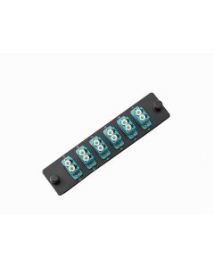 SpeedyFiberTX - LGX Compatible Fiber Patch Panel, Multimode Aqua Duplex LC Adapters (12 Fibers - 6 Duplex LC Adapters, Aqua Adapter with Port Numbers)