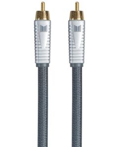 Monolith RCA Cable - Silver - 3 Feet Chord, 24K Gold Plated Connectors, AL foil, OFC Copper Braided Shield