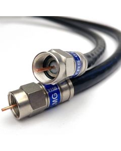 PHAT SATELLITE INTL | QUAD SHIELD SOLID COPPER 3GHZ RG-6 Coax Cable, 75 Ohm DirecTV AT&T Satellite TV Approved Cable, Anti-Corrosion Brass RG6 Fittings, Assembled in USA (10ft, Black)