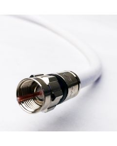 PHAT SATELLITE 15ft RG-6 White Quad Shield CL2 in Wall Rated Outdoor UV Resistant Jacket Digital Satellite Coaxial Cable 18 AWG 75 Ohm Anti Corrosion Compression Connectors Assembled in USA INTL