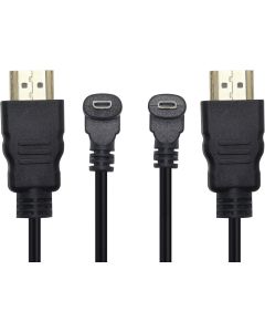 Micro HDMI to HDMI Cable Adapter 50CM 90 Degree Angle Micro HDMI Male to HDMI Male Connector Supports 3D 4K 60Hz 1080P Ethernet Audio Return 50cm (2Pack Each of Up Angle and Down Angle)