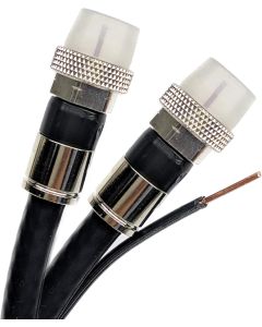 50ft 3GHz Aerial Dual Solid Bare Copper RG6 w/Copper Ground Messenger Coaxial Cable 18AWG Weather Seal Brass Connectors UL ETL HD Satellite, Assembled in USA