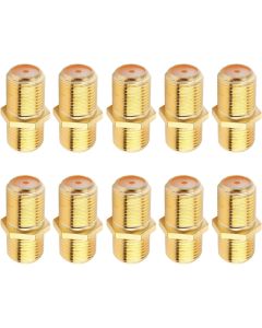 Spofit RG6 Female Adapter Golden Plated F-Type Coaxial RG6 Connector Cable Extension Adapter (10 Pack)