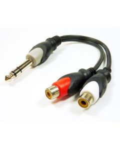 Philmore 6.35mm 1/4" Stereo Male to Dual RCA Female Y Audio Adapter Cable, 6", 44-215