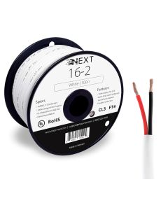 Voltive 16/2 Speaker Wire - 16 AWG/Gauge 2 Conductor - UL Listed in Wall (CL2/CL3) and Outdoor/In Ground (Direct Burial) Rated - Oxygen-Free Copper (OFC) - 100 Foot Spool - White